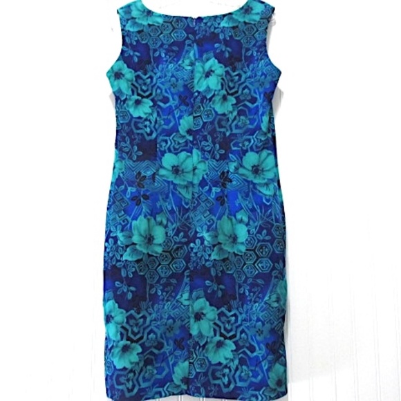 Sleeveless Blue&Petrol Sheath Dress, Size 8 - Picture 4 of 8